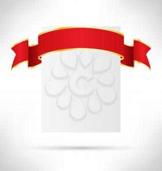 Celebration Paper Card with Bright Festive Curved Ribbon on Grayscale Background