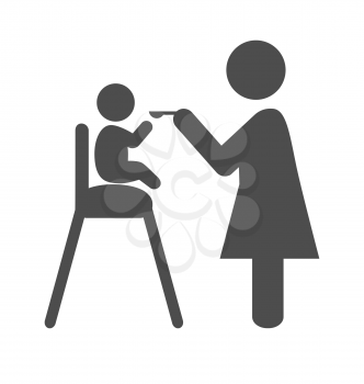Mother feed the baby pictogram flat icon isolated on white background