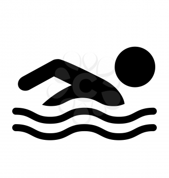 Summer Swim Water Information Flat People Pictogram Icon Isolated on White Background