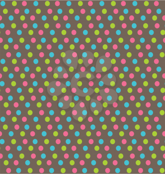 Bright fun abstract seamless pattern with dots isolated on brown background