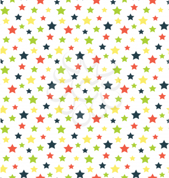 Seamless bright abstract pattern with stars isolated on white background