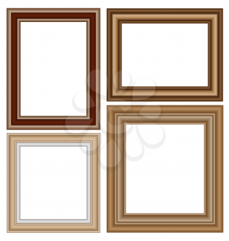 Four wooden frames isolated on white background