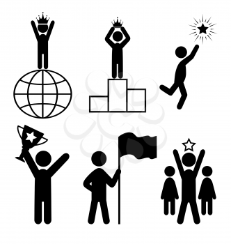 Win Leader People Flat Icons Pictogram Isolated on White Background