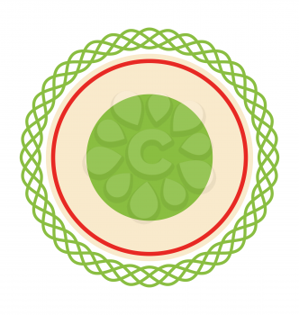 Circle Lacy Christmas Label Icon Flat Isolated on White Background
