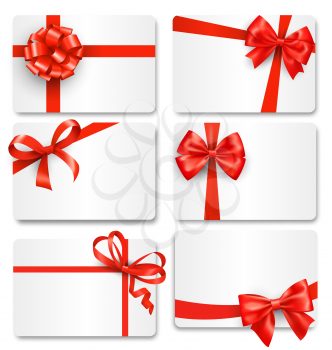 Set Collection of Festive Cards with Bows Isolated on White Background