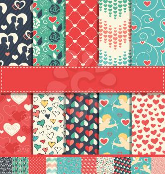 Set of 10 Seamless Festive Love Abstract Fun Patterns