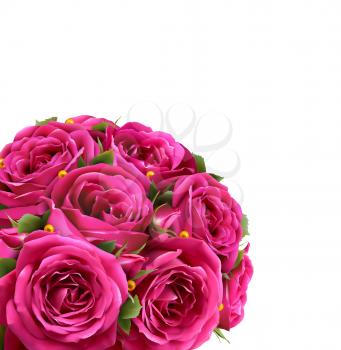 Bouquet of Roses Flowers Festive Congratulation Best Regards Concept Isolated on White Background