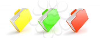 Set of multicolored folders isolated on white background