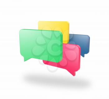 Group of glossy colorful speech bubbles isolated on white background