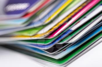 Heap of colorful credit cards