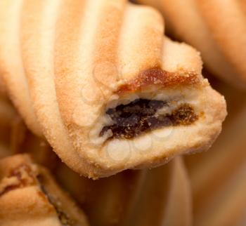 Closeup of jam stick cookies