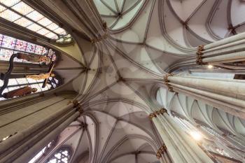 Interior ceiling and columns of Cologne cathedral