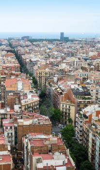Aerial view of Barcelona city