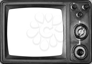 Vintage TV with isolated screen. In B/W
