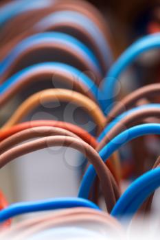 Closeup of colorful electrical wires