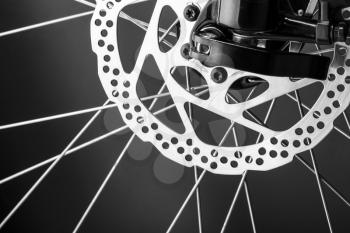 Closeup of disk brake of a mountain bicycle