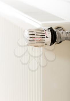 Closeup of heating radiator thermostat