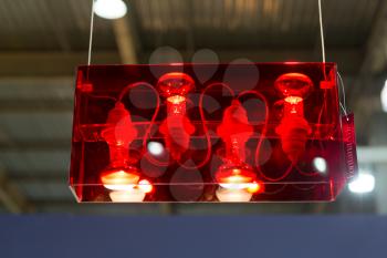 Decorative red lamp close up