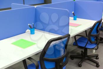 Office worker's place in blue color