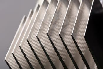 Image of metal radiator closeup picture isolated on gray