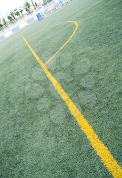 Diagonal view of football field