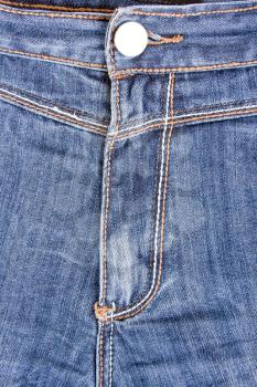 Close up of blue jeans front view