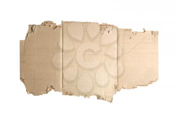Brown cardboard torn  isolated on white.