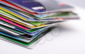 Heap of colorful credit cards