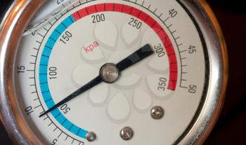 Close-up of a water manometer (pressure meter).