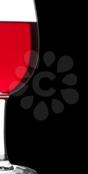 Close-up of red wine wineglass. Isolated