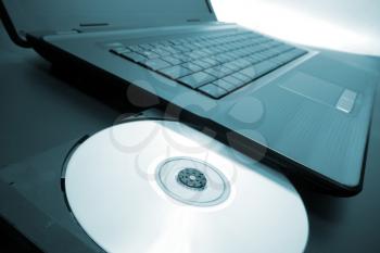 Laptop with open CD - DVD drive