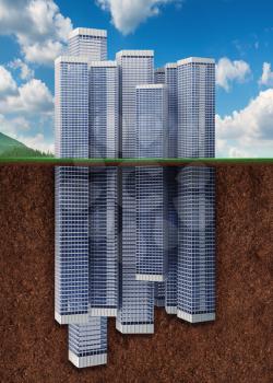 District of many high buildings grows underground