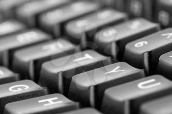 Close-up of computer keyboard. Perspective view on Y key