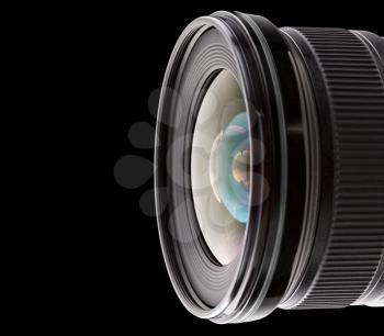 Digital camera lens isolated on black