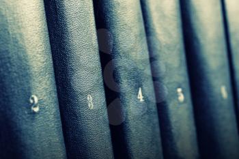 Row of books. Toned in blue