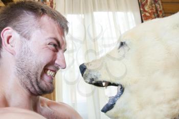 Man vs polar bear. Head to head