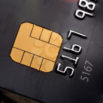 Closeup of credit card micro chip