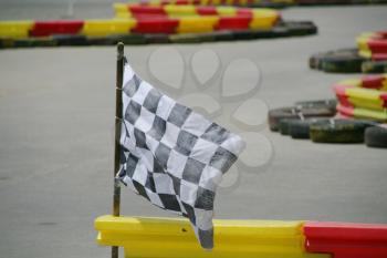 Checkered flag in rally track