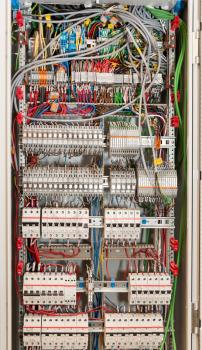 Electrical supplies in switchgear cabinet front view