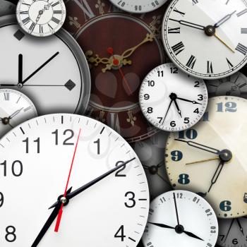 Background of many clock faces