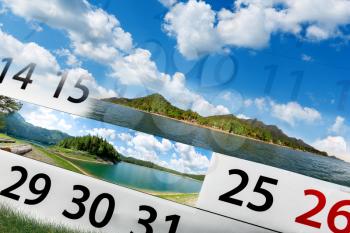 Calendar  with beautiful  landscape  in the mountains