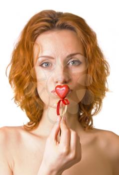 Kissing the red heart
