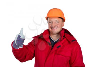 Happy worker isolated on white