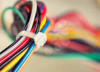 Closeup of colorful electrical cables