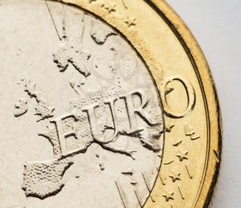One euro coin closeup view