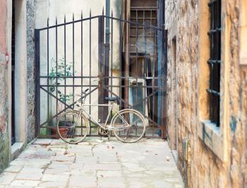 Abandoned bicycle in old district of Montenegro