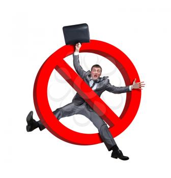 Sign NO businessman on a white background