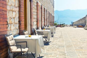 Sea view terrace in cafe of Montenegro