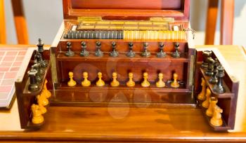 Wooden luxurious set to play chess and draughts