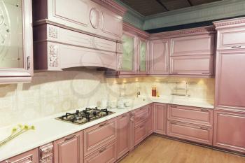 Beautiful custom kitchen interior design in patel colors